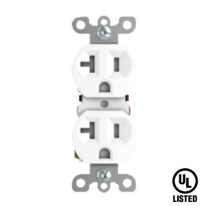 Tomacorriente doble con tierra 20 A 125 V blanco Tania Wiring