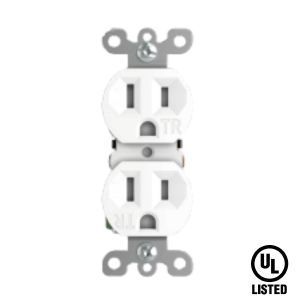 Tomacorriente doble con tierra y proteccion TR 15 A 125 V blanco Tania Wiring