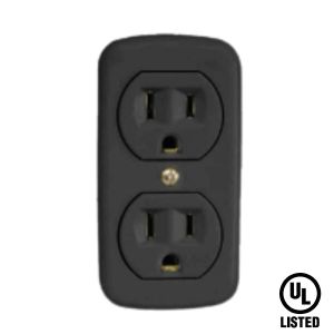 Tomacorriente doble con tierra polarizado 15 A 125 V negro Tania Wiring