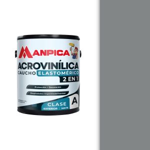 Pintura caucho elastomérico acrovinílica 2 en 1 1 galón gris ceniza Manpica