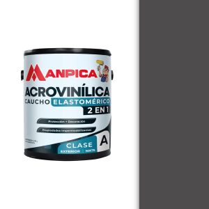 Pintura caucho elastomérico acrovinílica 2 en 1 1 galón gris granito Manpica